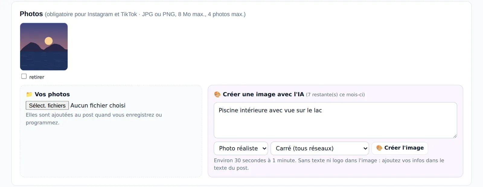 Ajout de photos et création d'une image avec l'IA